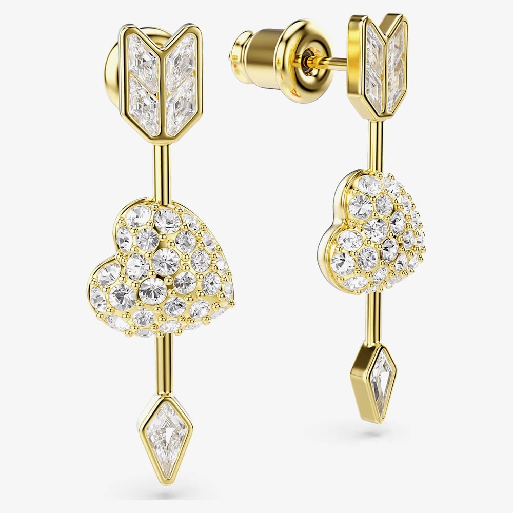 Swarovski Idyllia Gold Tone Reversible Arrow Heart Earrings 5737295