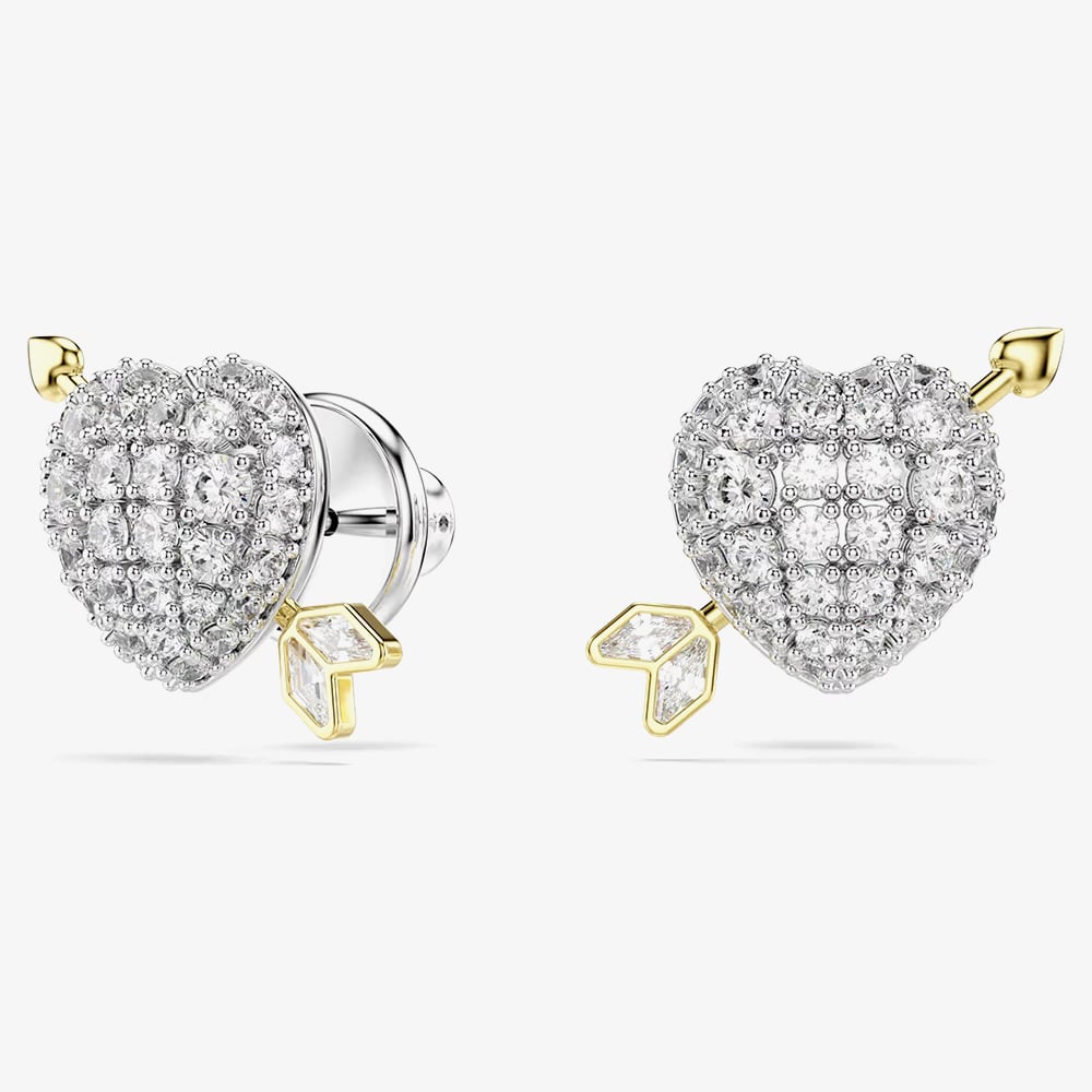 Swarovski Idyllia Mixed Metal Zirconia Heart Stud Earrings 5737298