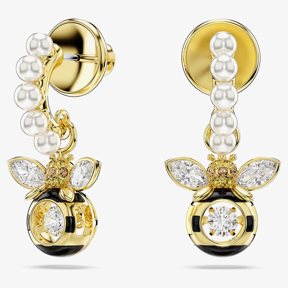Swarovski Idyllia Gold Tone Plated Crystal Bee Drop Earrings 5742678