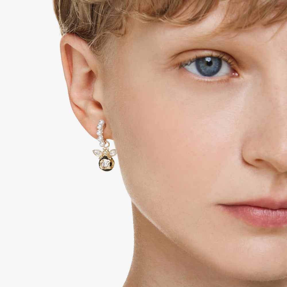 Swarovski Idyllia Gold Tone Plated Crystal Bee Drop Earrings 5742678