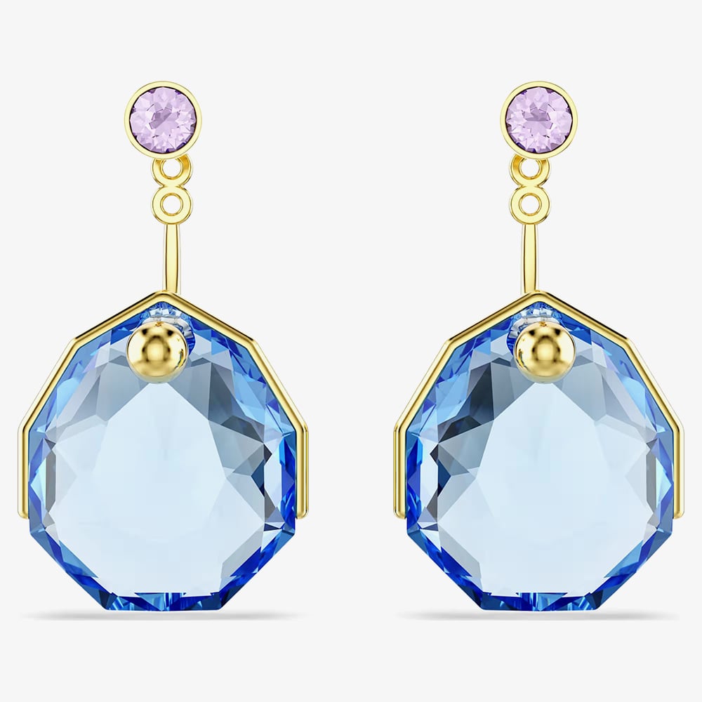Swarovski Gema Gold Tone Plated Blue Crystal Ear Jackets 5737449