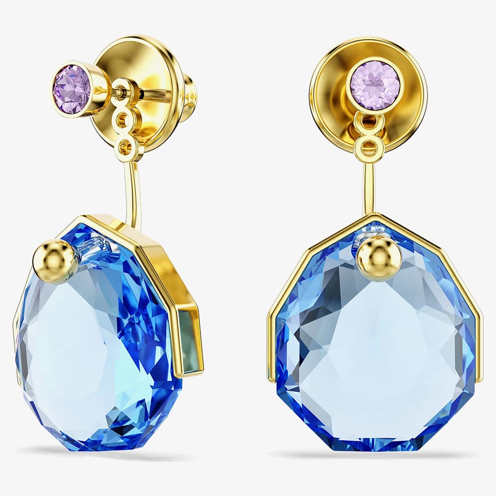 Swarovski Gema Gold Tone Plated Blue Crystal Ear Jackets 5737449
