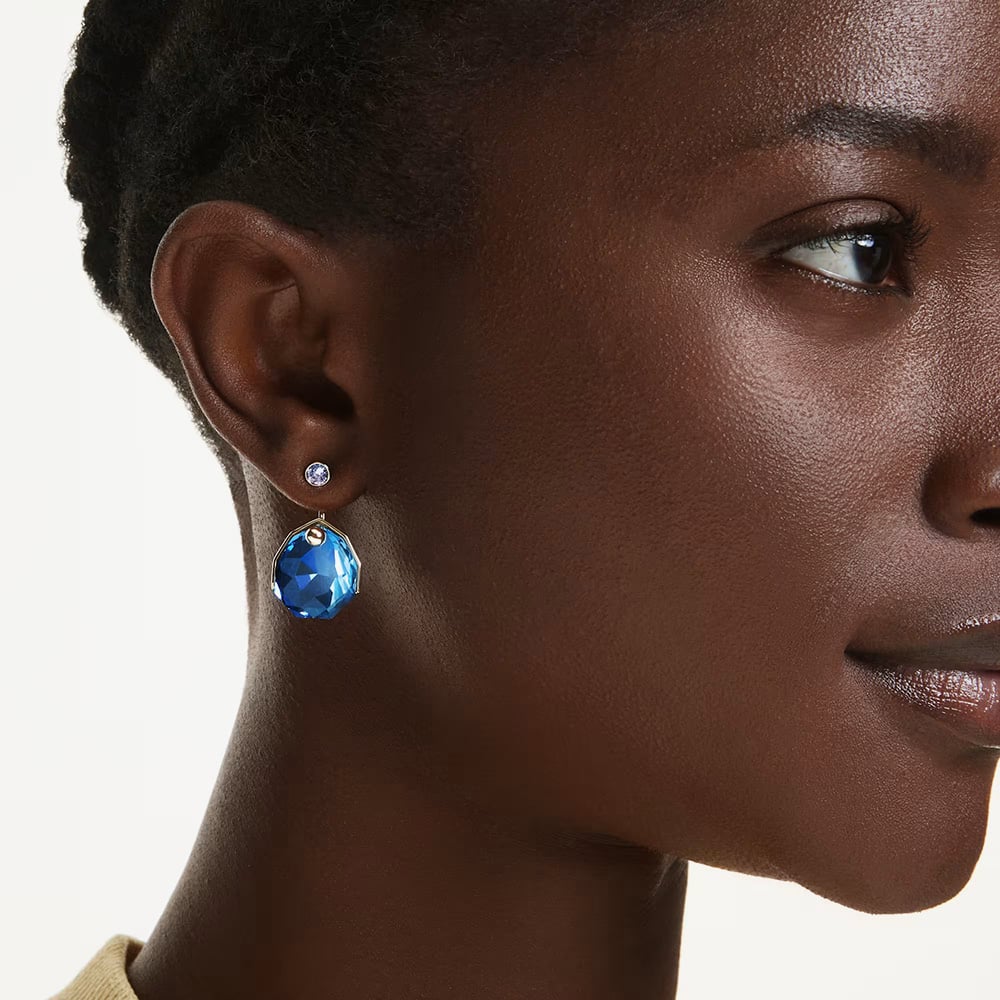 Swarovski Gema Gold Tone Plated Blue Crystal Ear Jackets 5737449