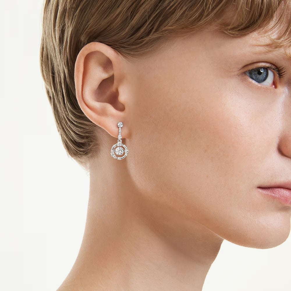 Swarovski Constella Rhodium Plated Dancing Stone Earrings 5738194