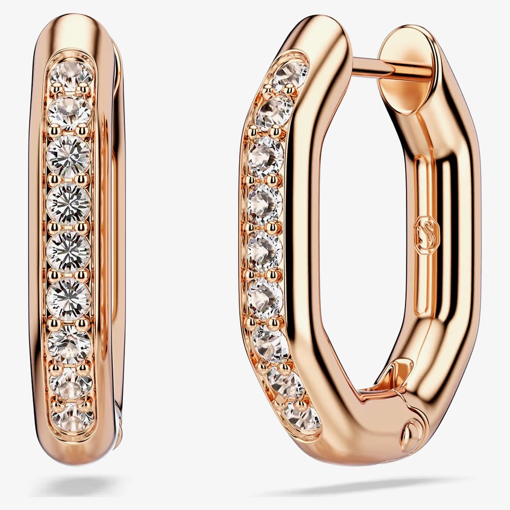 Swarovski Dextera Rose Gold Tone Crystal Hoop Earrings 5743798