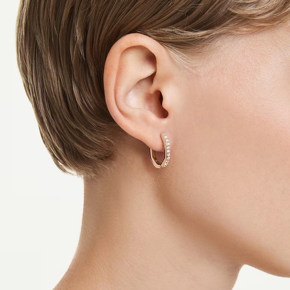 Swarovski Dextera Rose Gold Tone Crystal Hoop Earrings 5743798