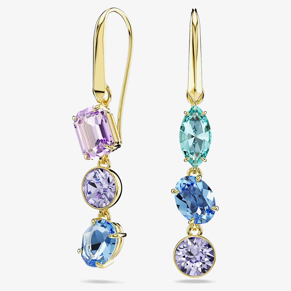 Swarovski Gema Gold Tone Plated Mixed Crystal Dropper Earrings 5747917