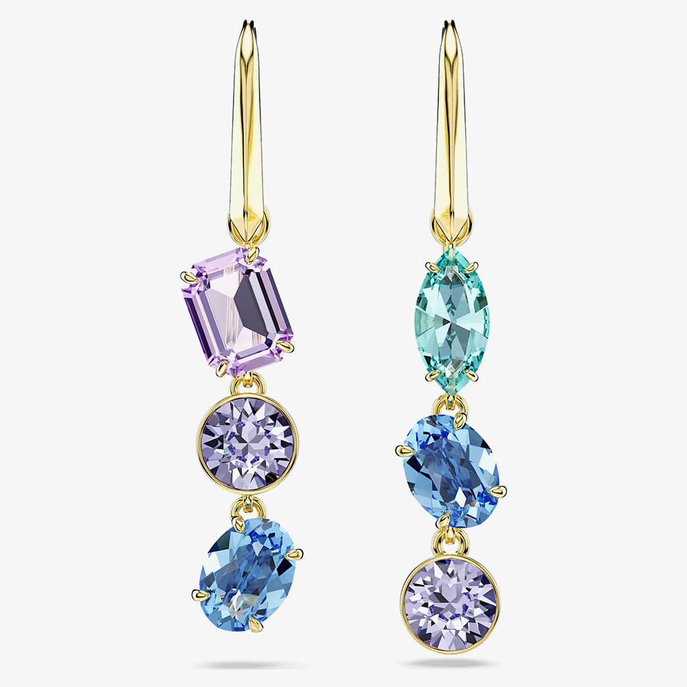 Swarovski Gema Gold Tone Plated Mixed Crystal Dropper Earrings 5747917