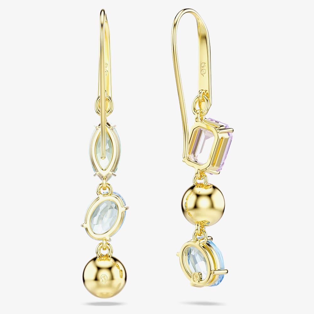 Swarovski Gema Gold Tone Plated Mixed Crystal Dropper Earrings 5747917