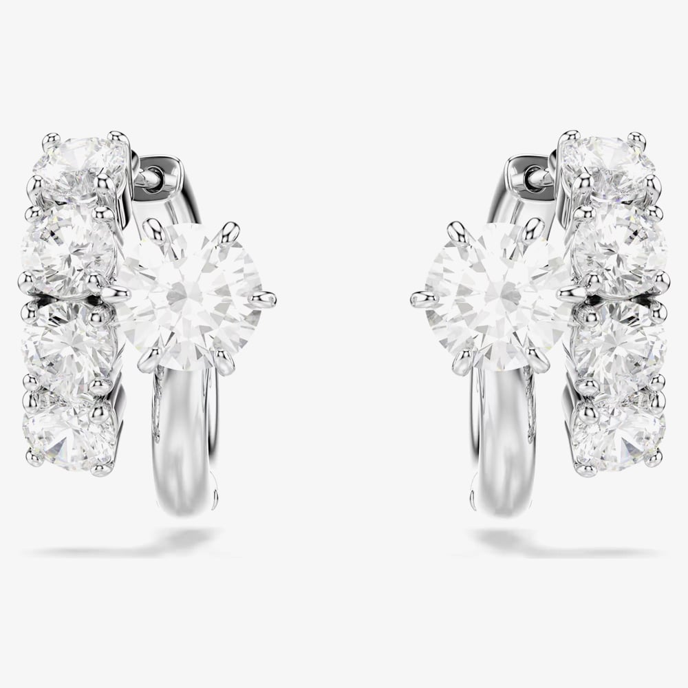 Swarovski Matrix Rhodium Plated Round Cut Hoop Earrings 5753572