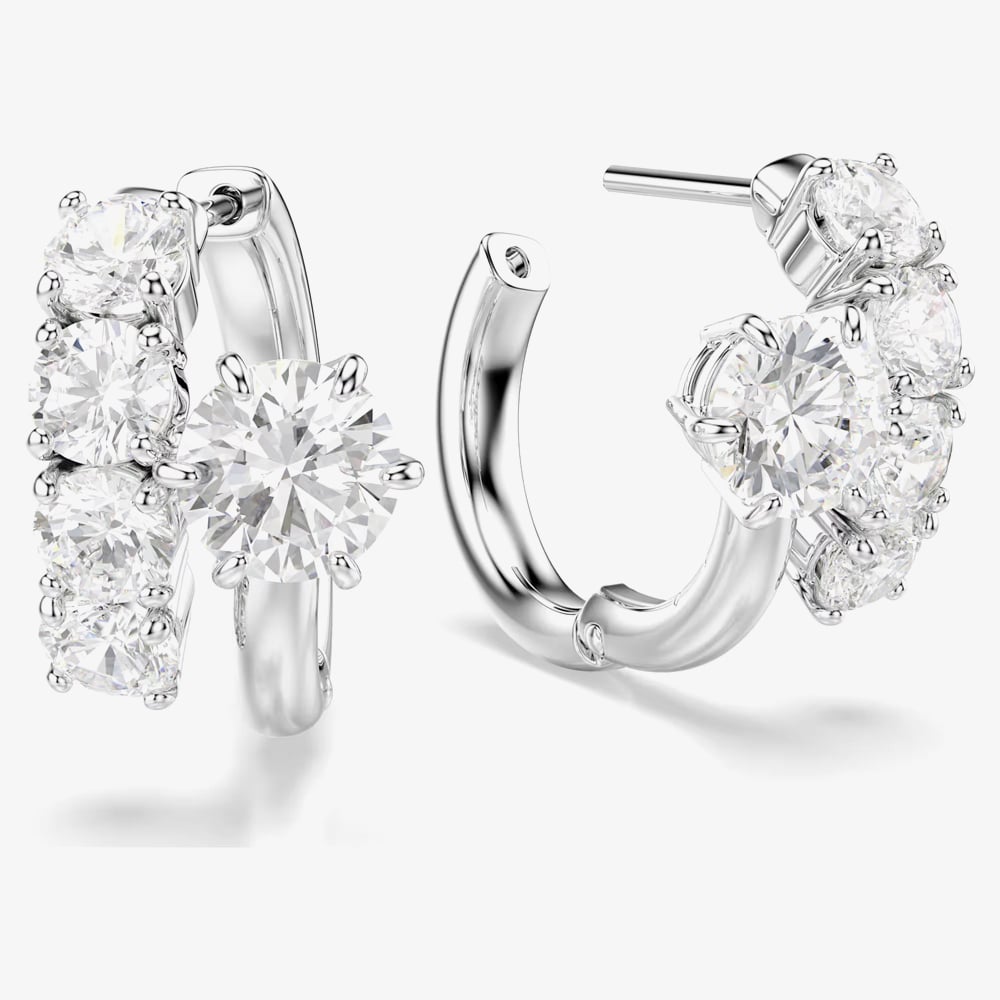 Swarovski Matrix Rhodium Plated Round Cut Hoop Earrings 5753572