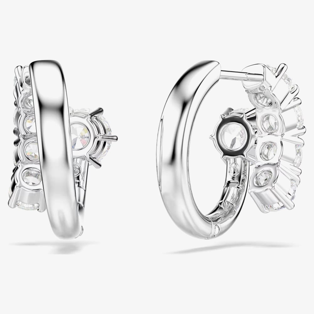 Swarovski Matrix Rhodium Plated Round Cut Hoop Earrings 5753572