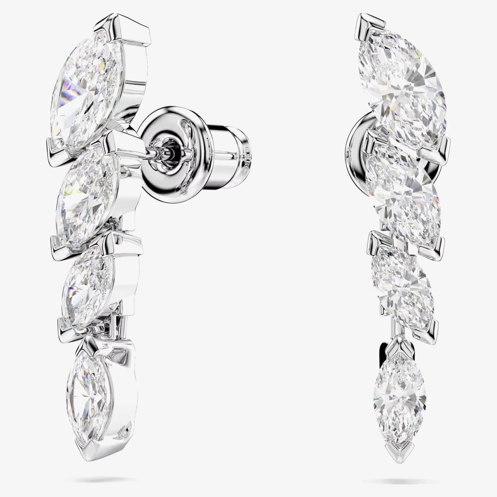 Swarovski Mesmera Rhodium Plated Marquise Cut Stud Earrings 5748007