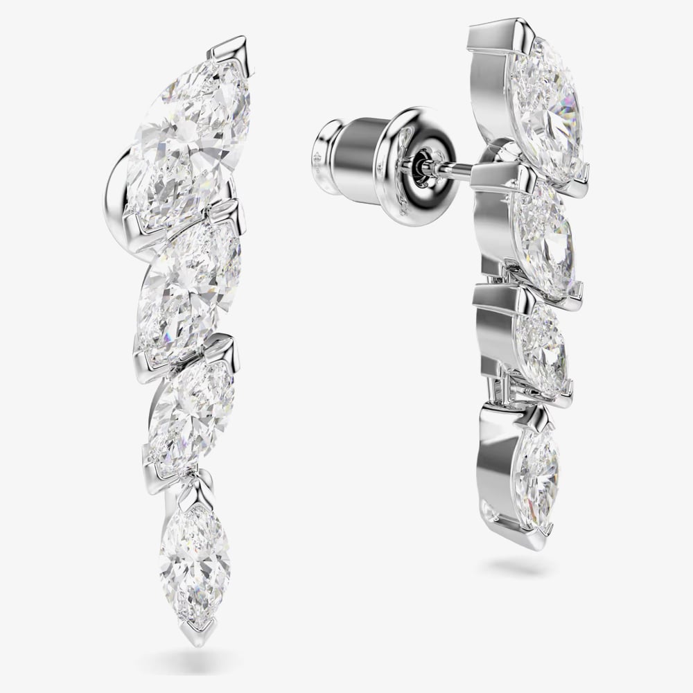 Swarovski Mesmera Rhodium Plated Marquise Cut Stud Earrings 5748007