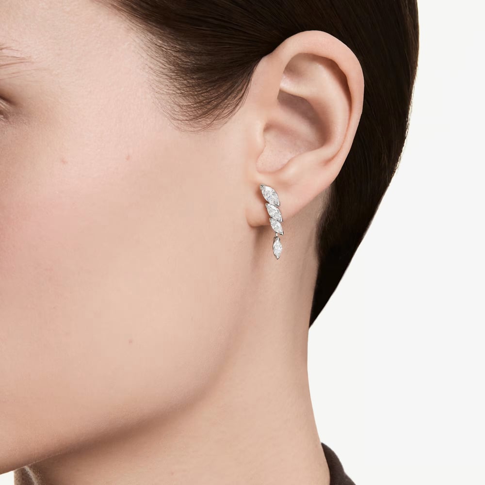 Swarovski Mesmera Rhodium Plated Marquise Cut Stud Earrings 5748007