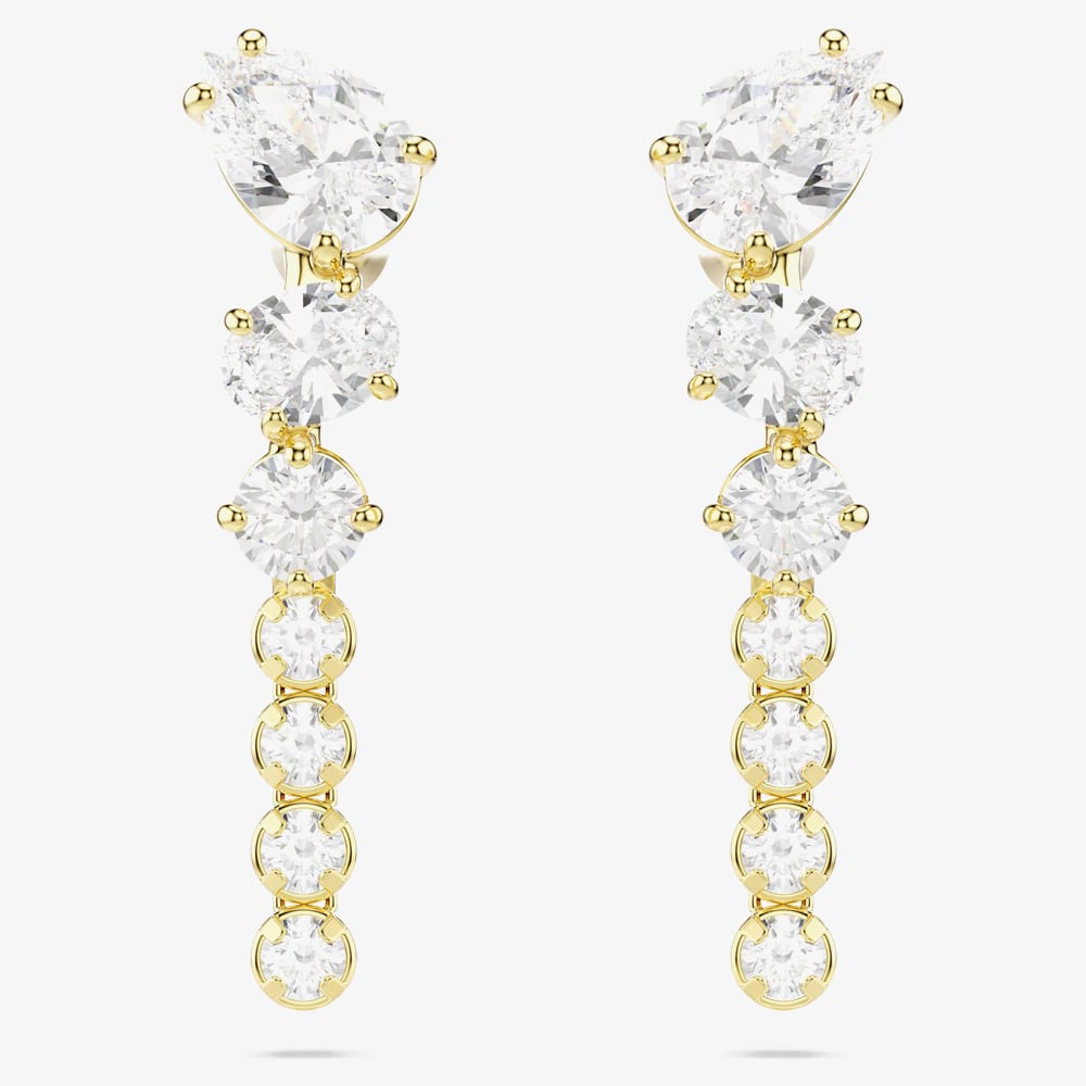 Swarovski Mesmera Gold Mixed Cuts White Drop Earrings
