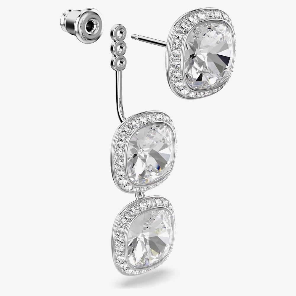 Swarovski Una Angelic Rhodium Plated Cushion Cut Halo Stud Earrings 5754342