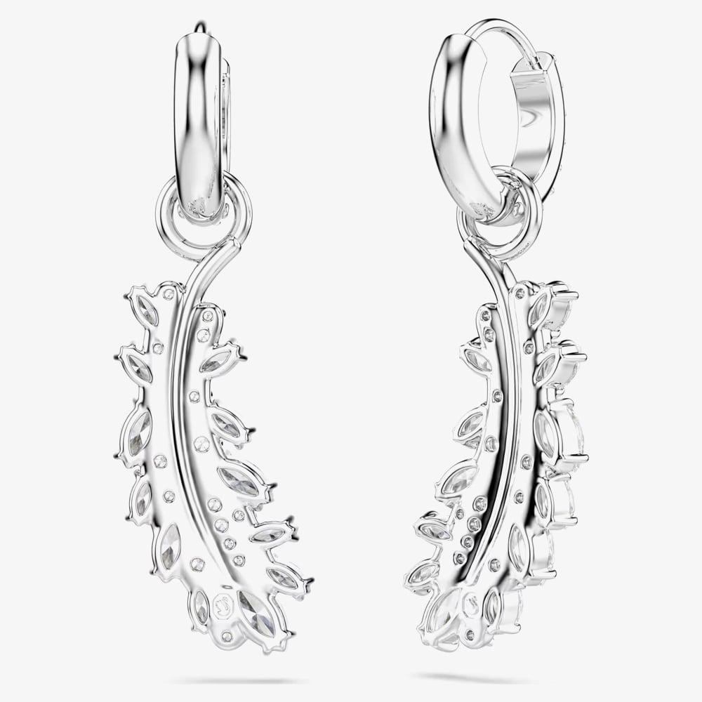 Swarovski Vienna Rhodium Plated Feather Drop Earrings 5754272