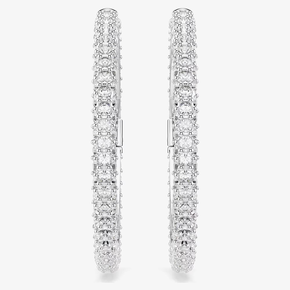 Swarovski Dextera Rhodium Plated Hoop Earrings 5754156