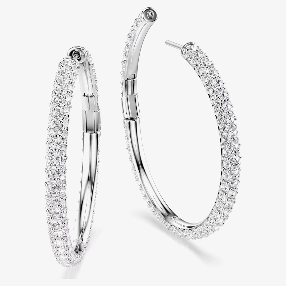 Swarovski Dextera Rhodium Plated Hoop Earrings 5754156
