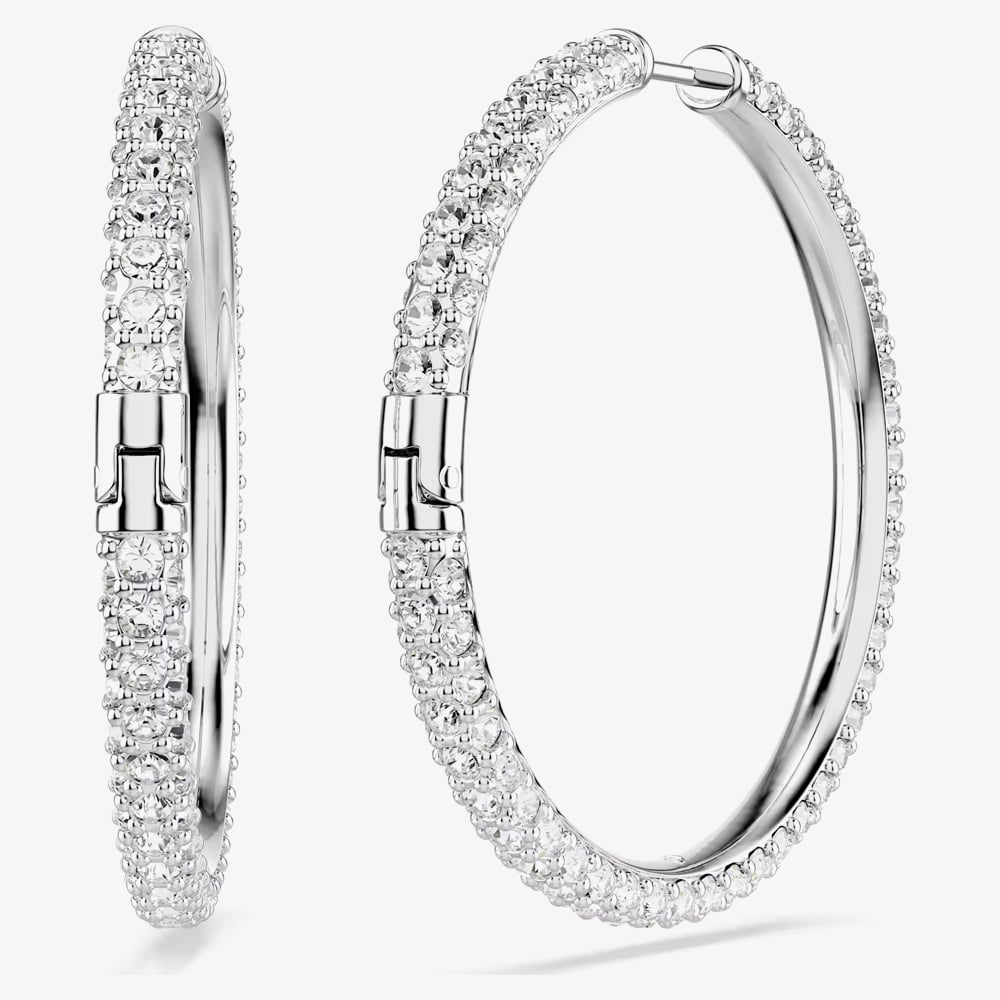 Swarovski Dextera Rhodium Plated Hoop Earrings 5754156