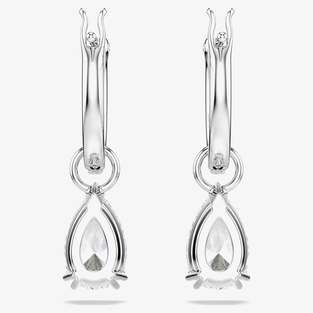 Swarovski Stilla Rhodium Plated Pear Cut Drop Earrings 5636716