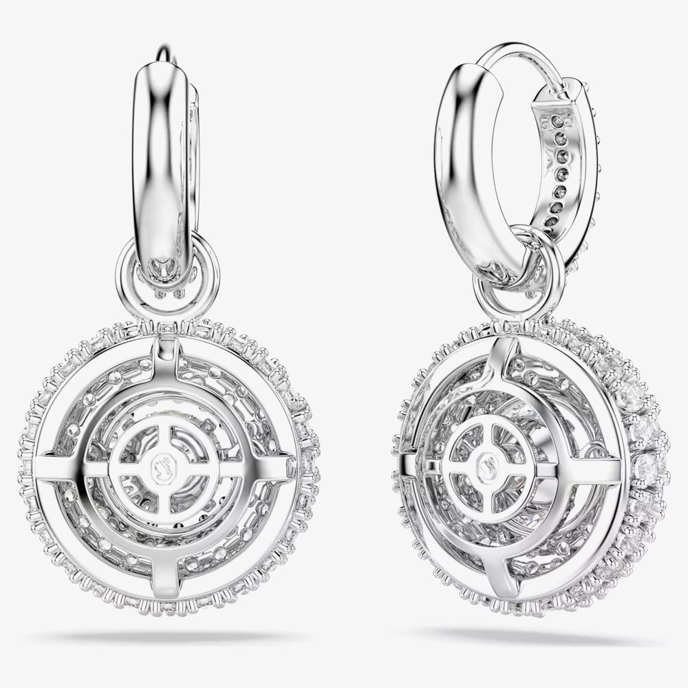 Swarovski Sublima Rhodium Plated Round Cut Cluster Drop Earrings 5738193