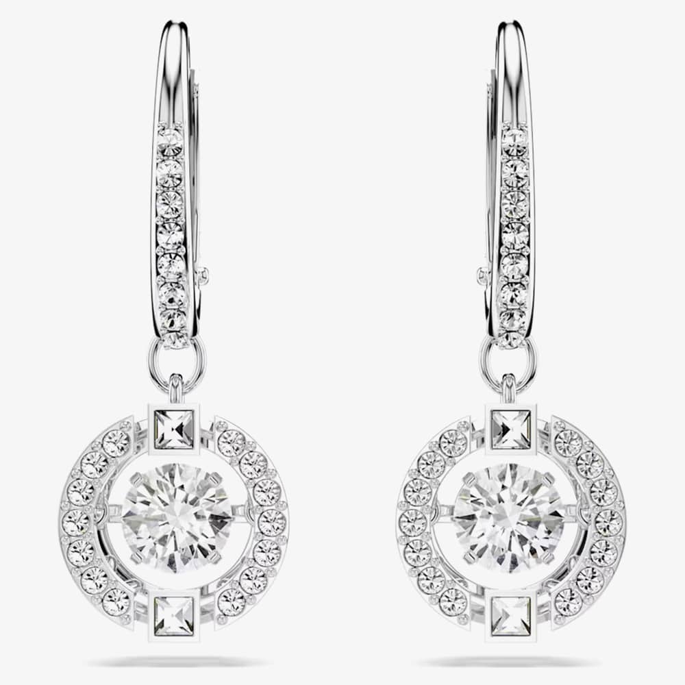 Product photograph of Swarovski Sparkling Dance White Crystal Dropper Earrings 5504652 from The Jewel Hut