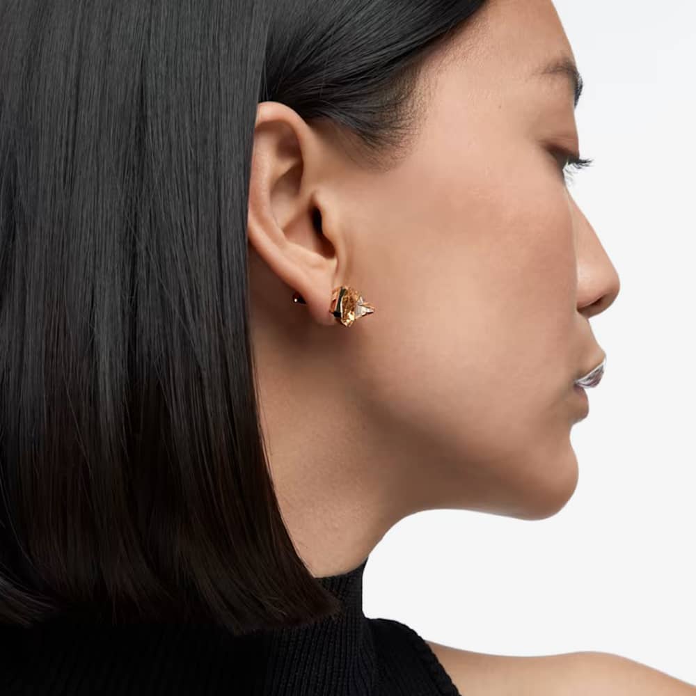 Swarovski Chroma Gold Tone Plated Yellow Crystal Stud Earrings 5613680