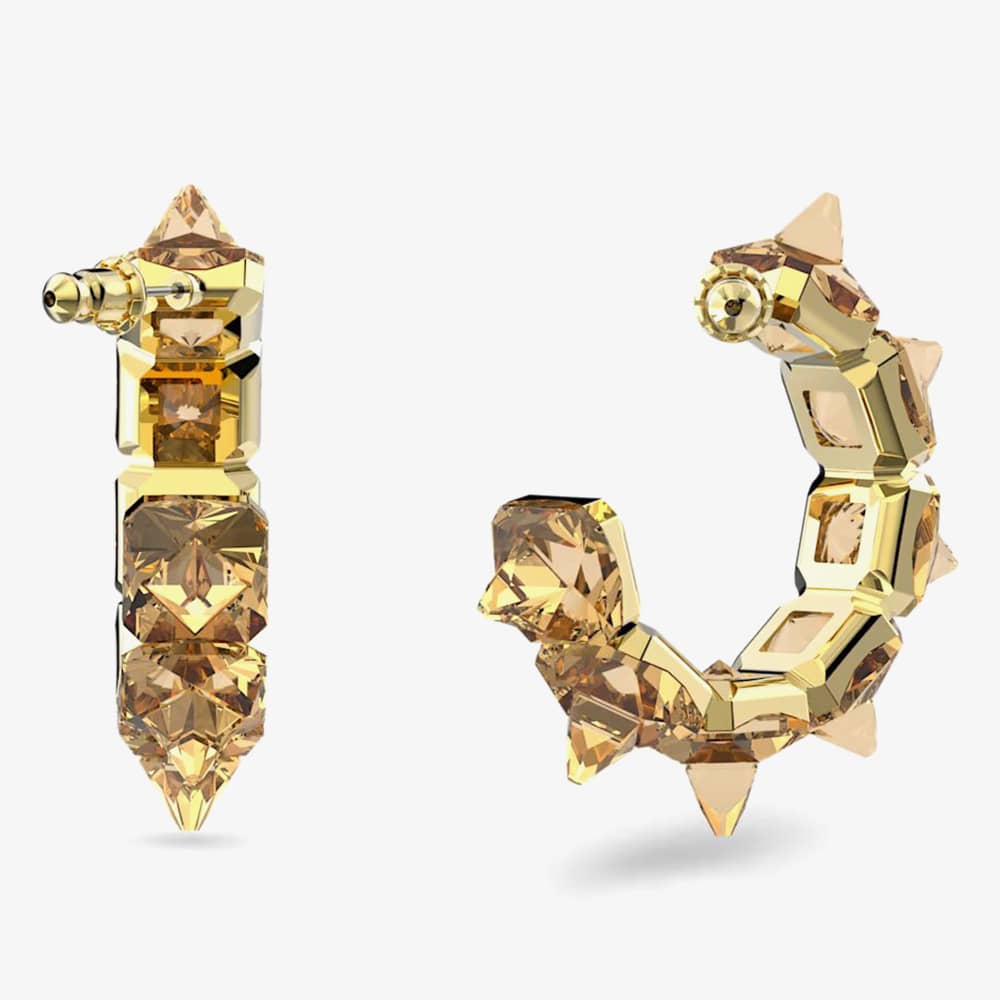 Swarovski Chroma Gold Tone Plated Yellow Crystal Half Hoop Earrings 5613722