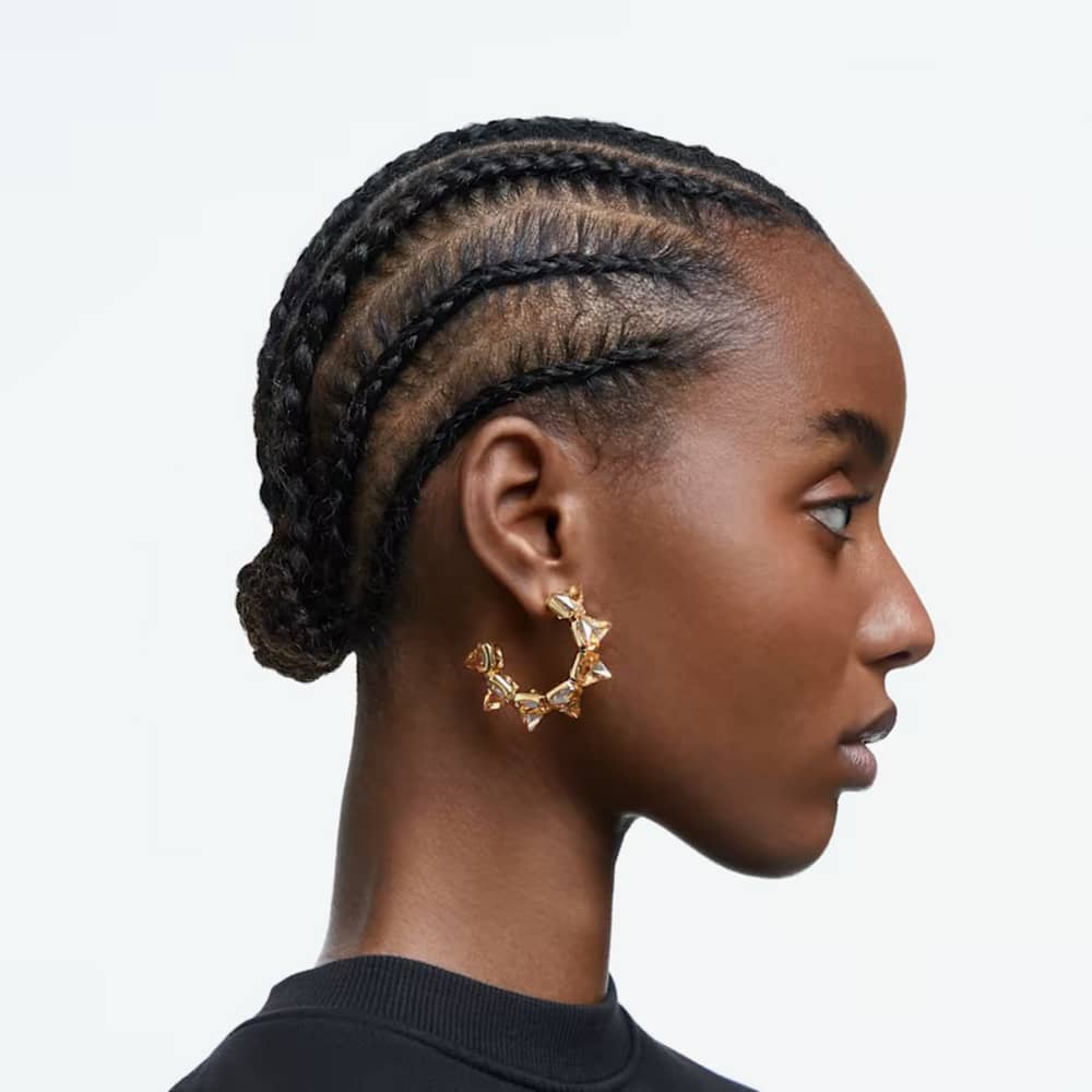 Swarovski Chroma Gold Tone Plated Yellow Crystal Half Hoop Earrings 5613722