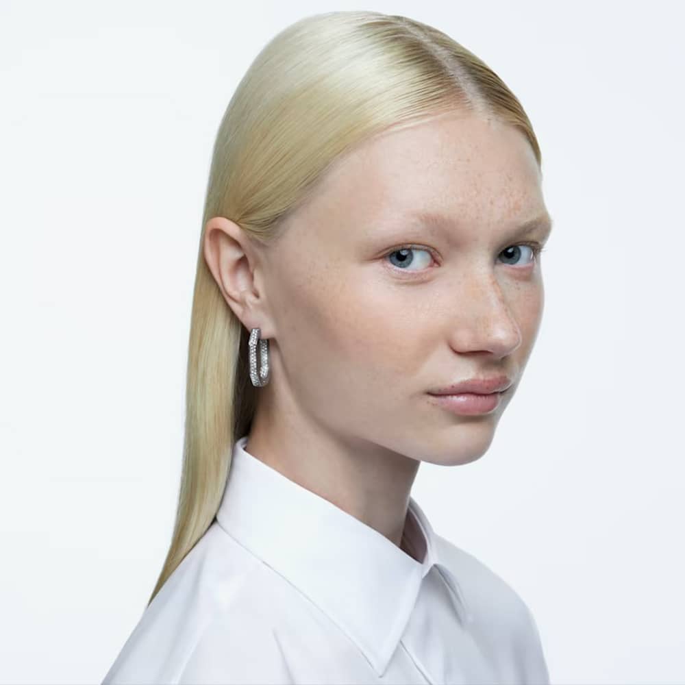 Swarovski Dextera Crystal Octagon Medium Hoop Earrings 5618308