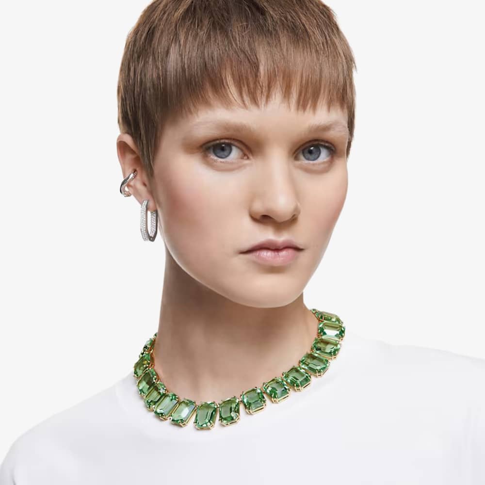 Swarovski Dextera Crystal Octagon Medium Hoop Earrings 5618308