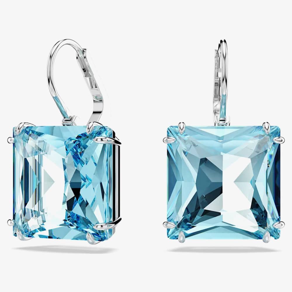 Swarovski Ladies Millenia Blue Square Cut Dropper Earrings 5619472
