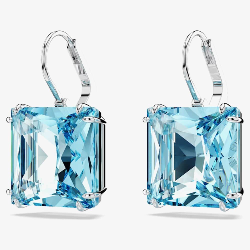 Swarovski Ladies Millenia Blue Square Cut Dropper Earrings 5619472