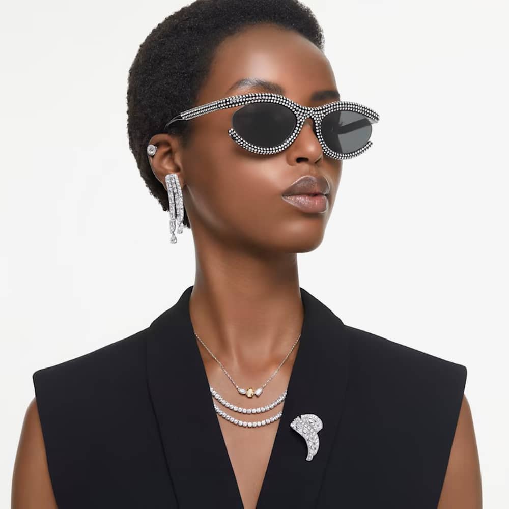 Swarovski Constella Silver Halo Stud Earrings 5636269