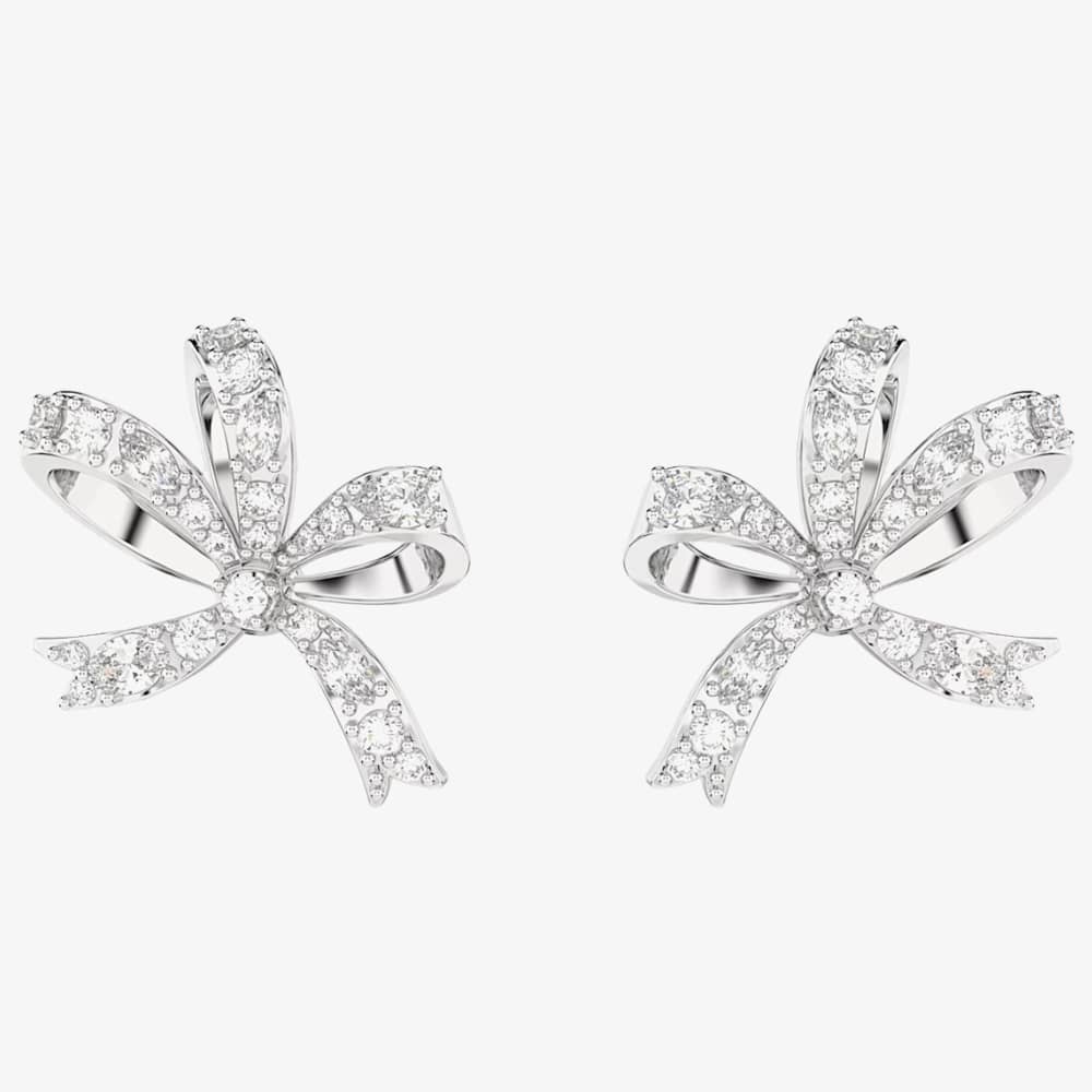 Product photograph of Swarovski Volta Small Bow Stud Earrings 5647579 from The Jewel Hut