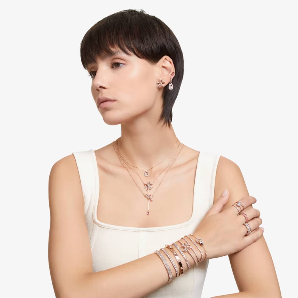 Swarovski Volta Rose Gold Plated Small Bow Earrings 5647572