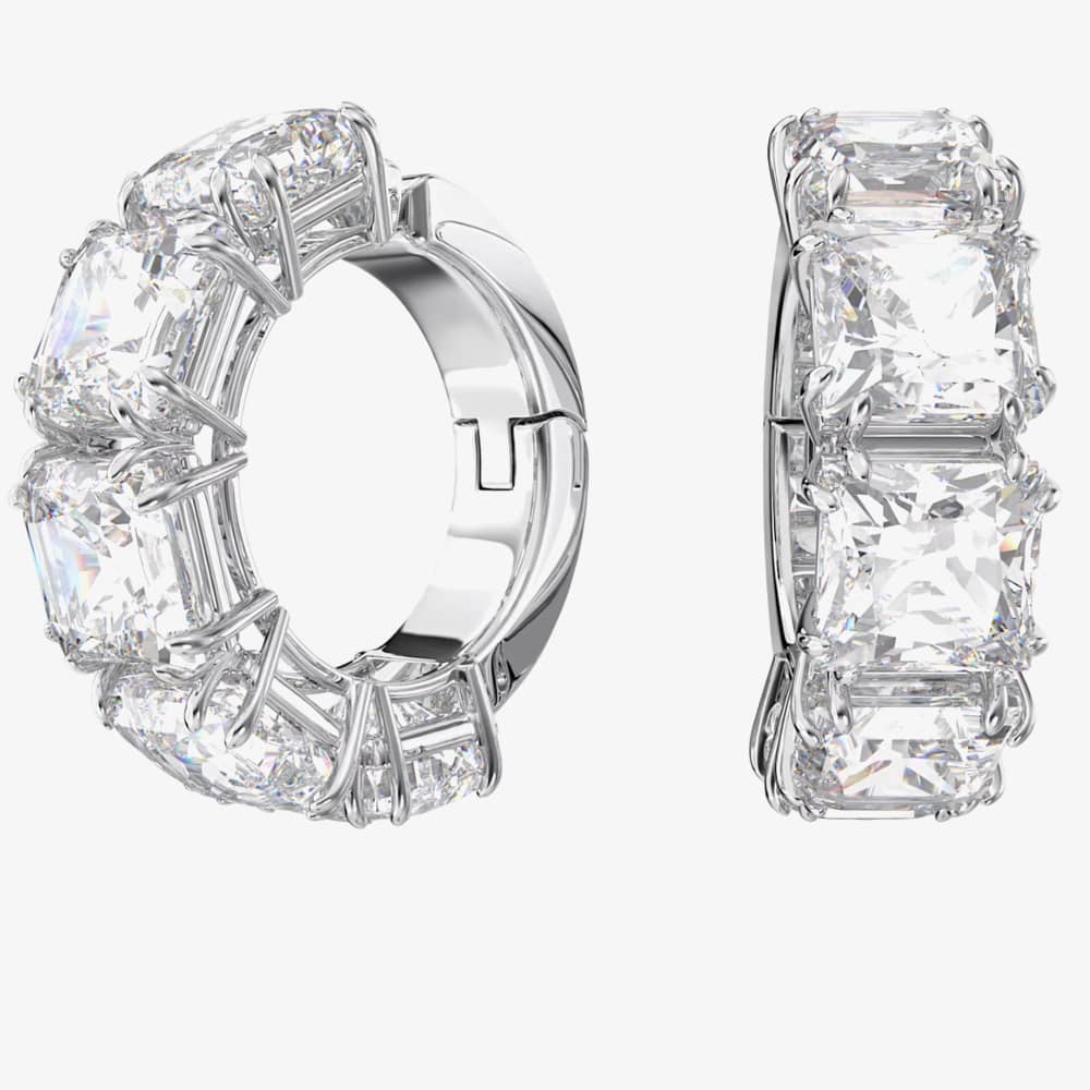 Product photograph of Swarovski Millenia Square Hoop Clip Earrings 5654557 from The Jewel Hut