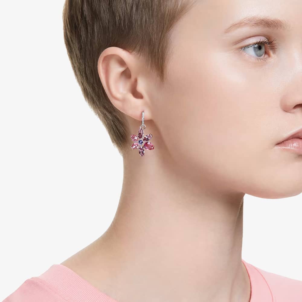 Swarovski Gema Flower Dropper Hoop Earrings 5658397