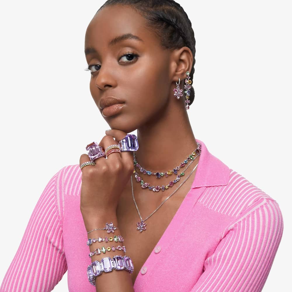 Swarovski Gema Flower Dropper Hoop Earrings 5658397