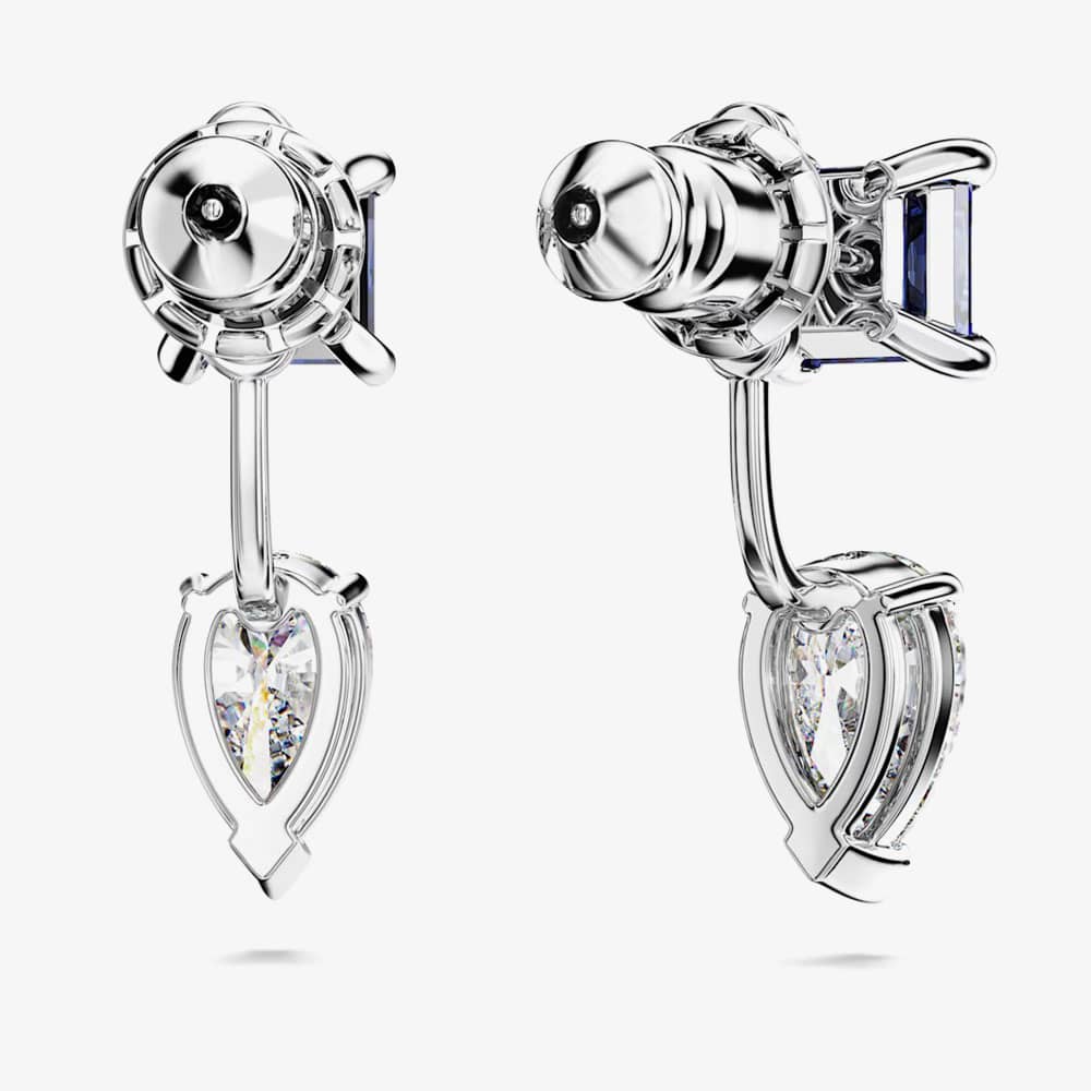 Swarovski Mesmera Blue Mixed Cut Rhodium Plated Jacket Earrings 5665767