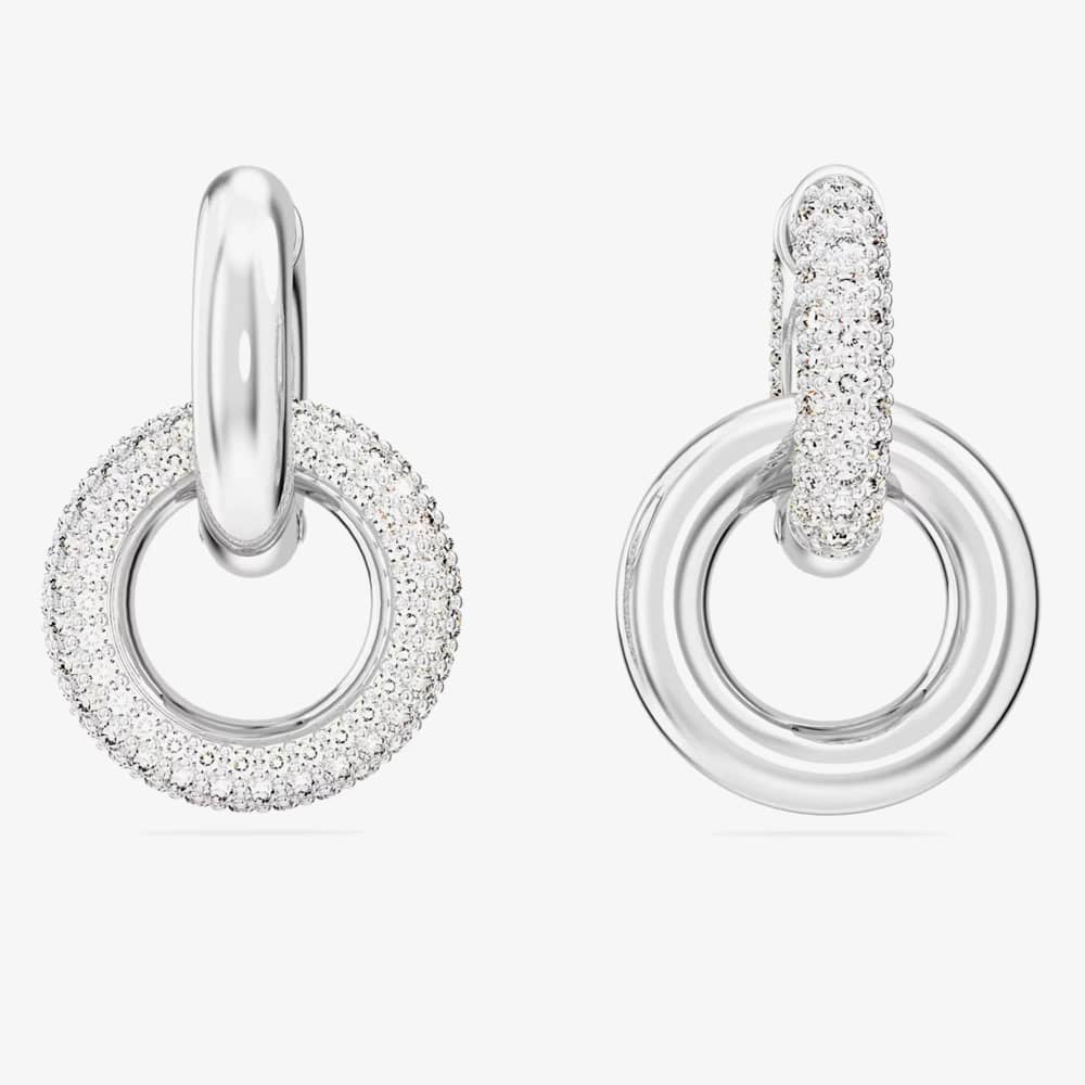 Swarovski Dextera White Interlocking Loop Rhodium Plated Earrings 5671807