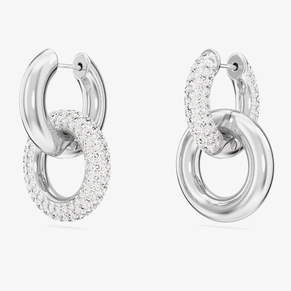 Swarovski Dextera White Interlocking Loop Rhodium Plated Earrings 5671807