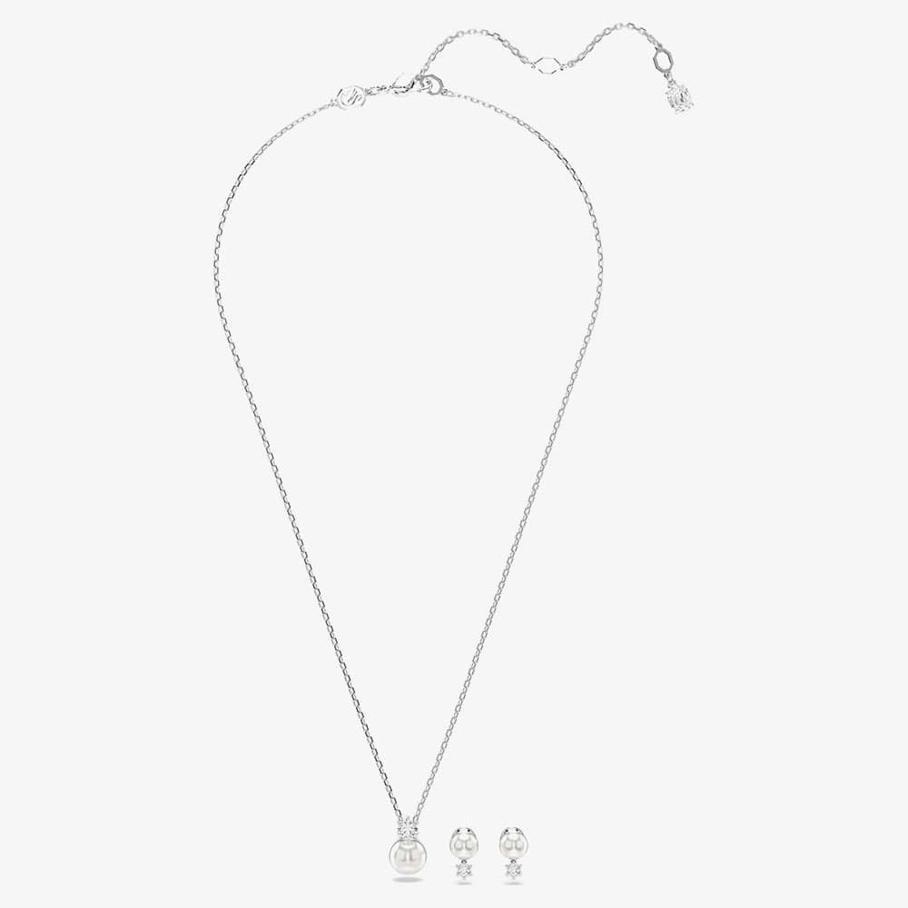Swarovski Matrix Rhodium Plated Crystal & Pearl Jewellery Set 5689624