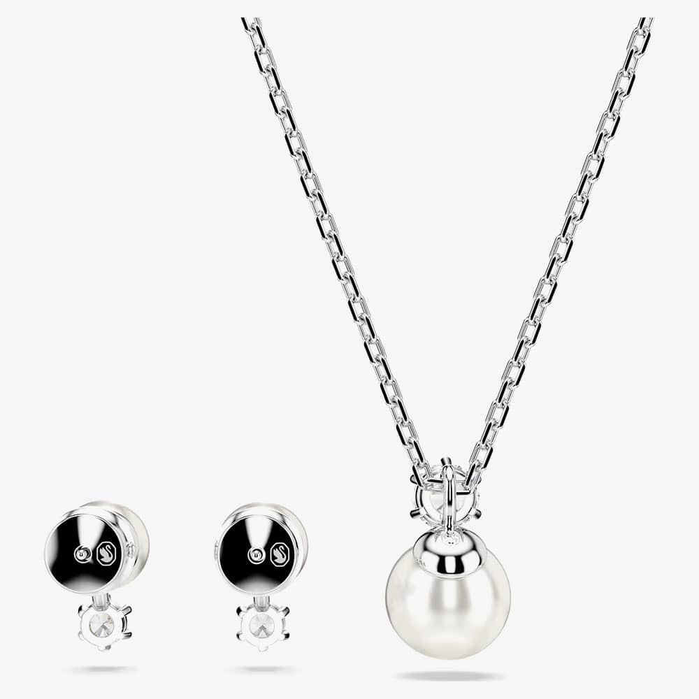 Swarovski Matrix Rhodium Plated Crystal & Pearl Jewellery Set 5689624