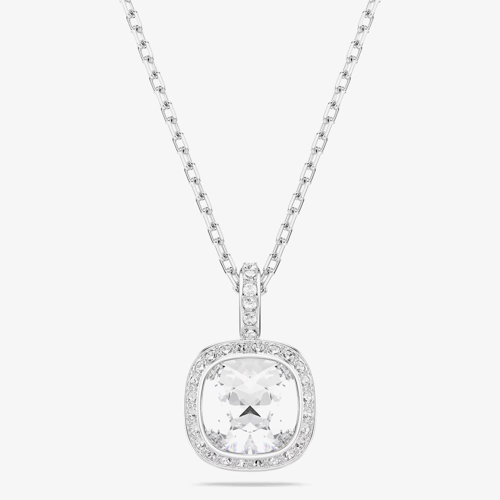 Swarovski Una Angelic Rhodium Plated Cushion Cut Halo Jewellery Set 5754343
