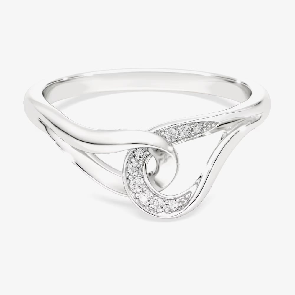 Swarovski Classica Sterling Silver Round Cut Interlocking Ring 5745563 55