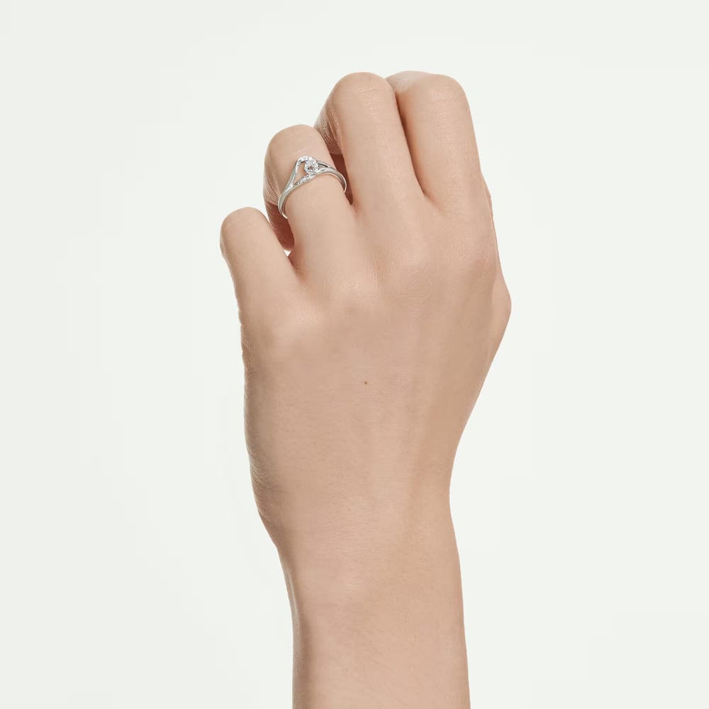 Swarovski Classica Sterling Silver Round Cut Interlocking Ring 5745563 55