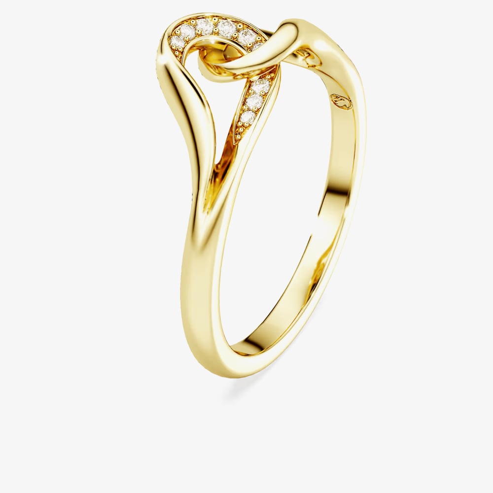Swarovski Classica 18ct Yellow Gold Plated Round Cut Interlocking Ring 5746012 55